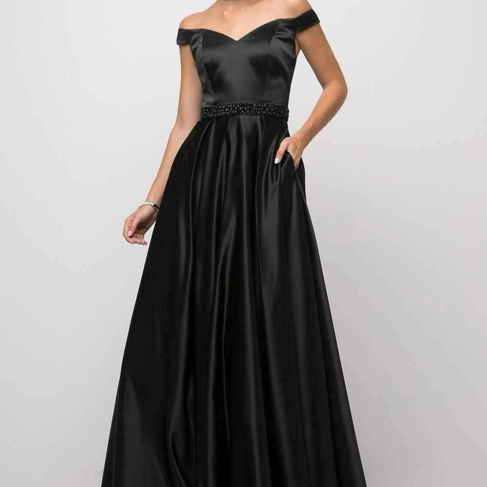 Black off shoulder  Prom Party Evening Dress 257